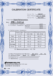 Atago Calibration Certificates and Re-Calibration