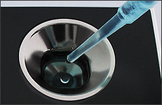 Fill the sample stage up to the fill line (approx. 3mL).