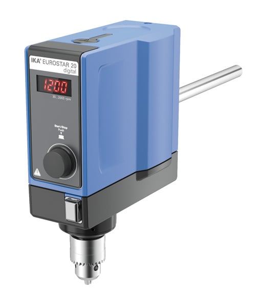 IKA EUROSTAR 20 Digital Laboratory Overhead Stirrer, 0/30 - 2000 rpm Speed Range, 15 Litre Capacity, 10000 mPas Maximum Viscosity