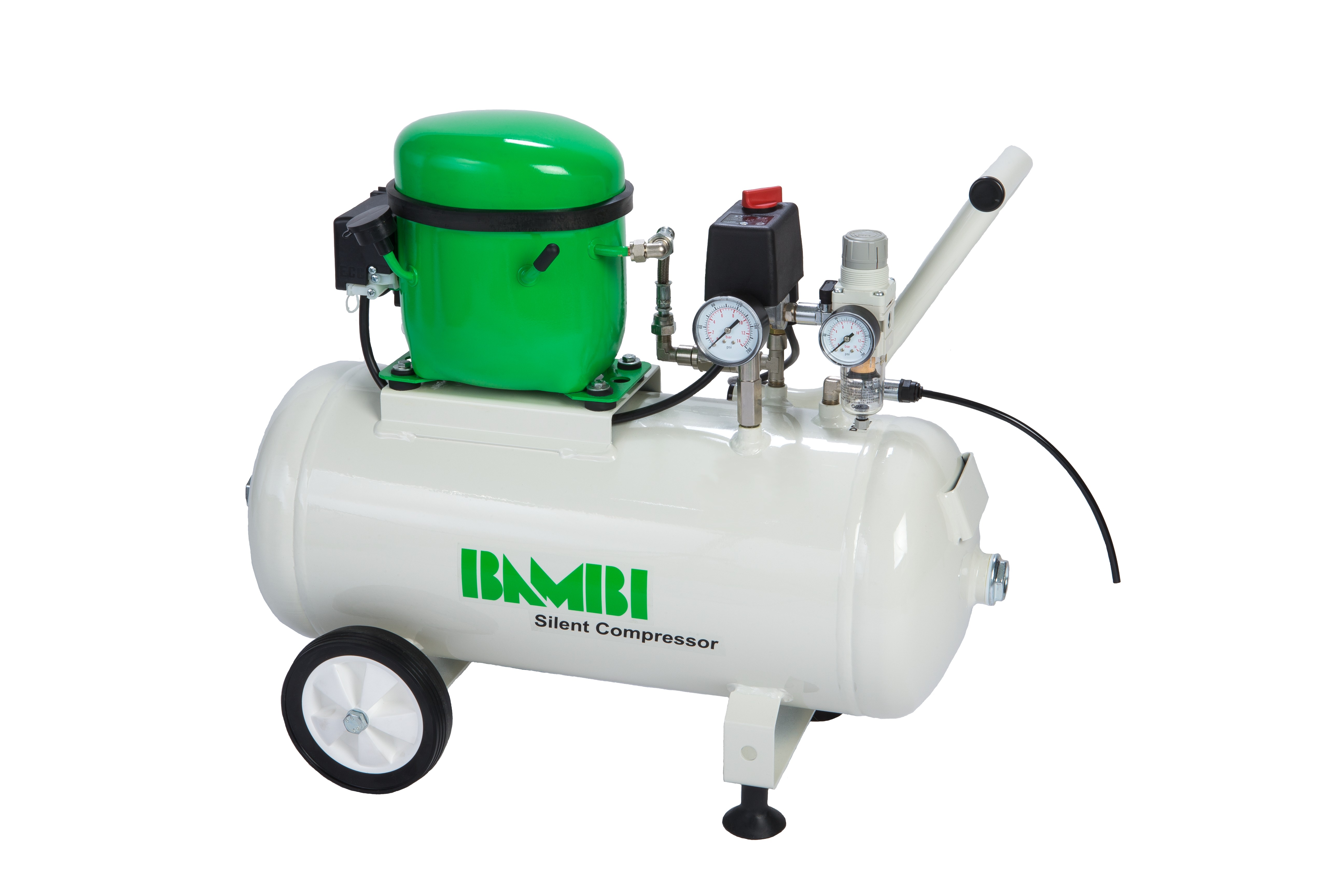 BB24V - Bambi Air Ultra Low Noise Budget Range Silent Air Compressor Oil Lubricated with Wheel Kit
