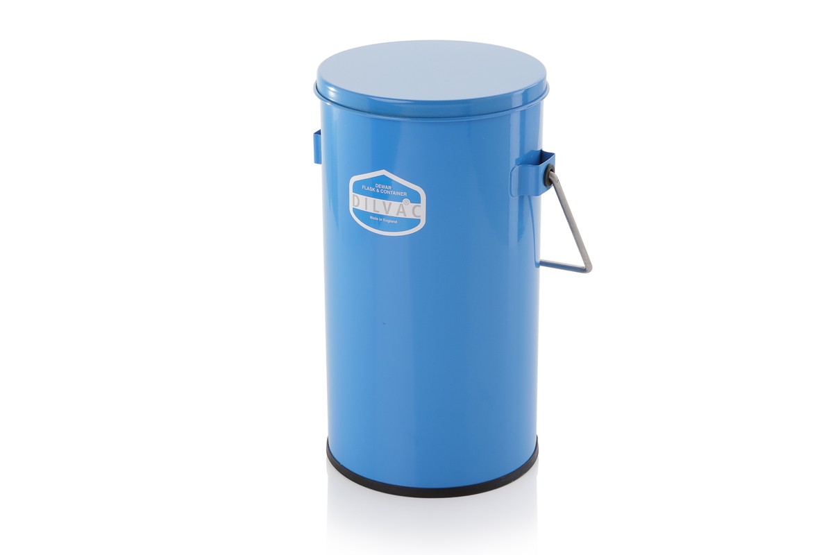 Blue Enamelled Steel Container With Handle And Lid - No Clamp