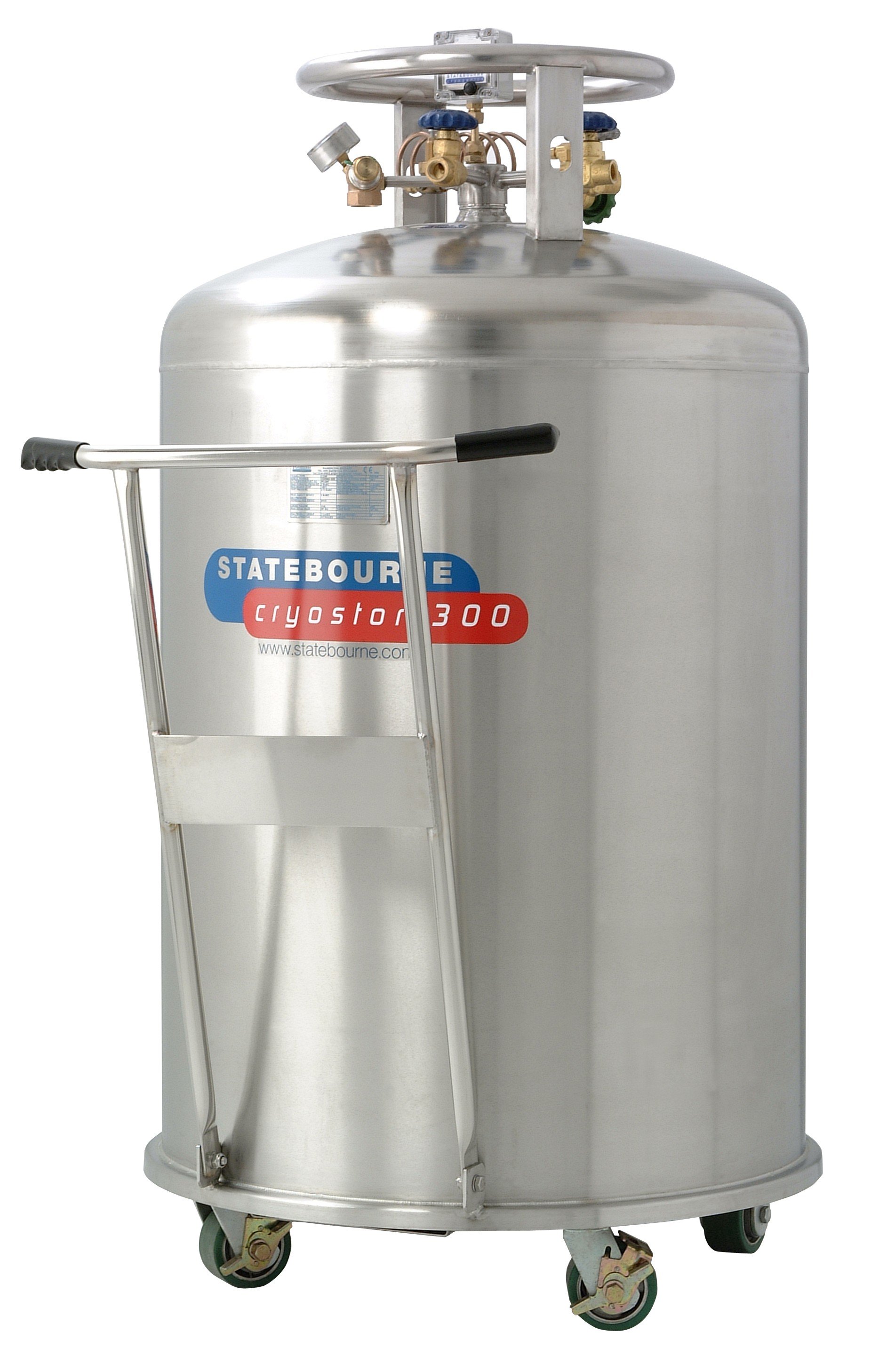 Statebourne Cryogenics 9911089 Cryostor 300 Stainless Steel Low Pressure LN2 Dewars 300 Litres for storage and dispensing liquid nitrogen