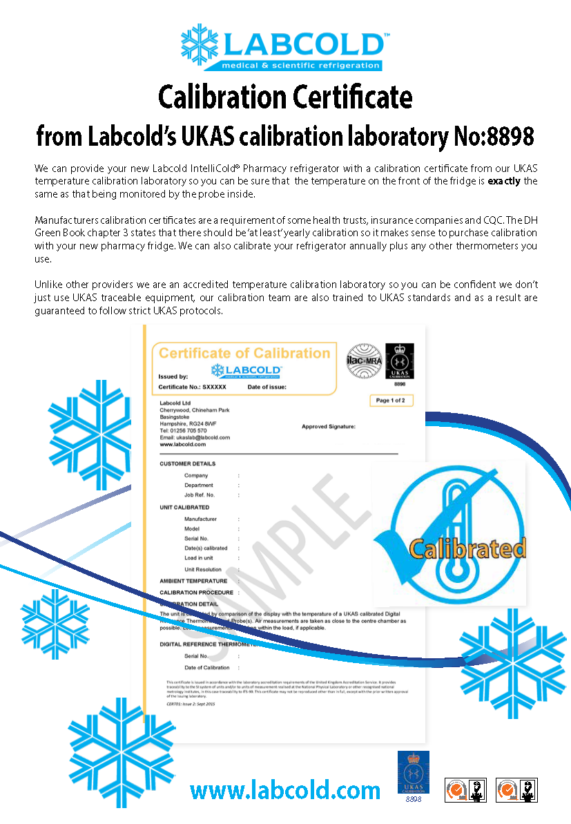Labcold CALIB1PTLAB UKAS Calibration Certificate for Pharmacy Refrigeration