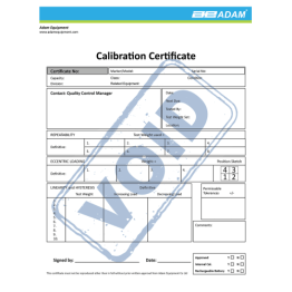Adam Equipment 700660288 Calibration Certificate For IHS, LHS, AFK 1320, GFK 1320, PTM
