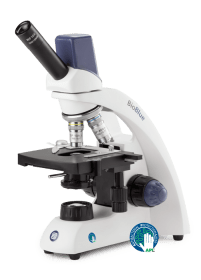 Euromex BB.4245 BioBlue Monocular 5 MP Digital Microscope SMP 4/10/S40/S60x Objectives with Mechanical Stage and 1 W LED Cordless Illumination