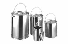 PHP Pharmaceutical Stainless Steel Grade Cans , Complete with Lid and Swing Handle