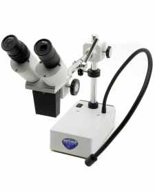 Optika ST-50Led Binocular Stereomicroscope, 20x, LED Incident with Overhanging Stand, Multi-plug