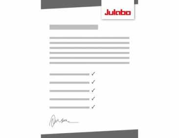 Julabo 8903015 Manufacturer's Certificate for JULABO Unit Without Built-in Cooling