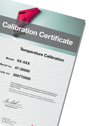 Binder 8012-1550 Calibration Certificate, Temperature Measurement Incl. Certificate, 9 Measuring Points at Specified Temperature