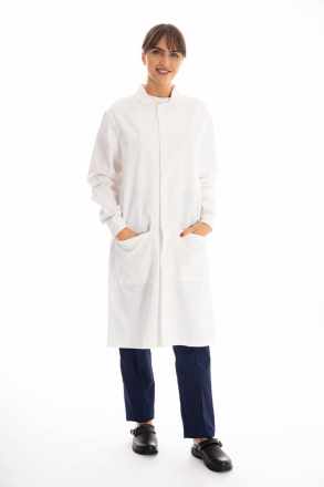 Flame Retardant Unisex White Laboratory Science Coat with Proban Cotton