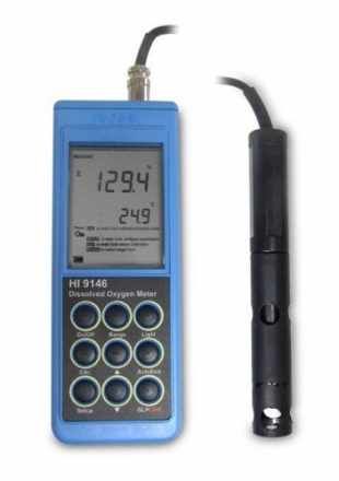 Hanna Instruments HI-9146 Water Resistant Portable Dissolved Oxygen Meter,  Complete with DO probe